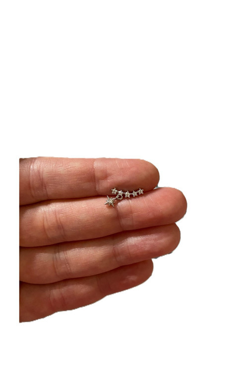 ZİRKON TAŞLI YILDIZ TASARIM TRAGUS HELIX KIKIRDAK PEARSING KÜPE *1ADET*
