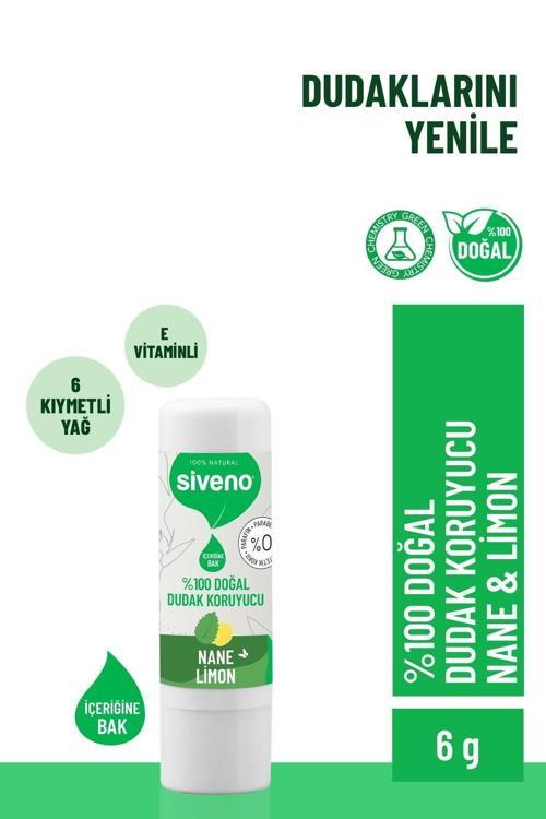 %100 Doğal Dudak Koruyucu Nane & Limon Bitkisel Lip Balm Krem Nemlendirici Parlatıcı Onarıcı 6 gr