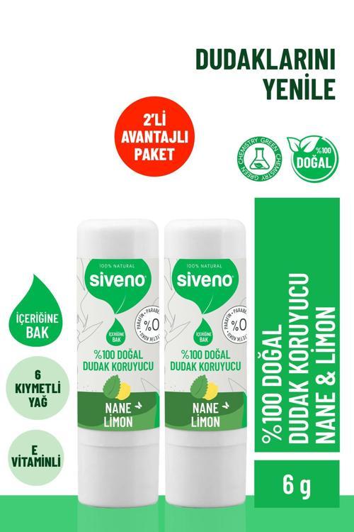 %100 Doğal Dudak Koruyucu Nane & Limon Lipbalm Krem Nemlendirici Parlatıcı Onarıcı 6 G X 2 Adet