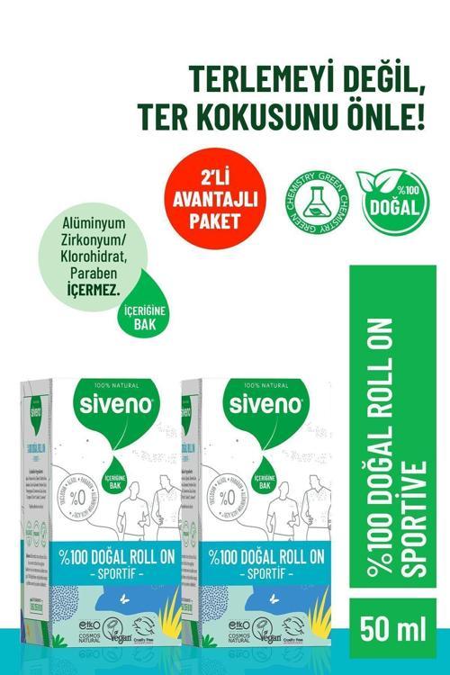 %100 Doğal Roll-On Sportif Sporcu Deodorant Ter Kokusu Önleyici Bitkisel Lekesiz 50 ml X2 Adet