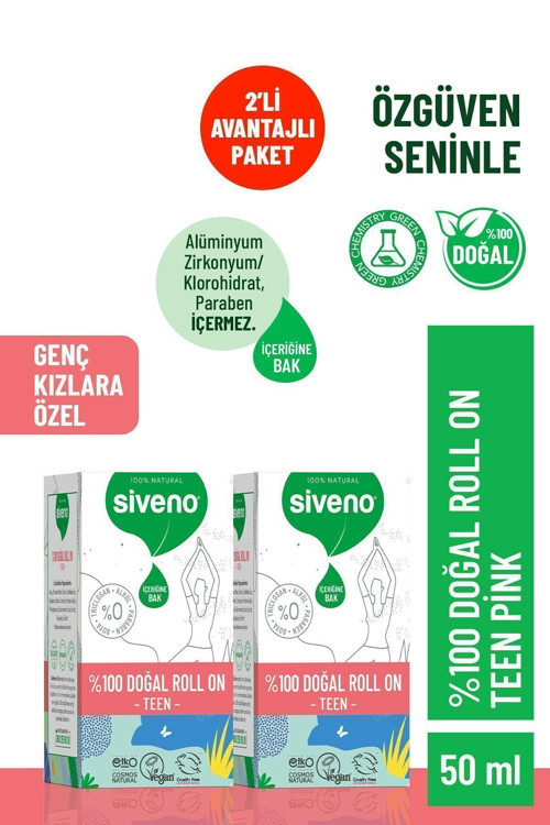 %100 Doğal Roll-On Teen Girl Genç Kız Deodorant Ter Kokusu Önleyici Bitkisel Lekesiz 50 ml X 2 Adet