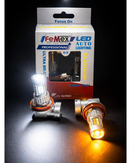 Sis Led Ampul H8/11 Çift Renk Beyaz&Turuncu Aç&Kapa Mercekli Led Ampul