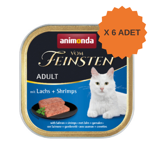 Vom Feinsten Somonlu ve Karidesli Yetişkin Kedi Konservesi 100Gr X 6 Adet