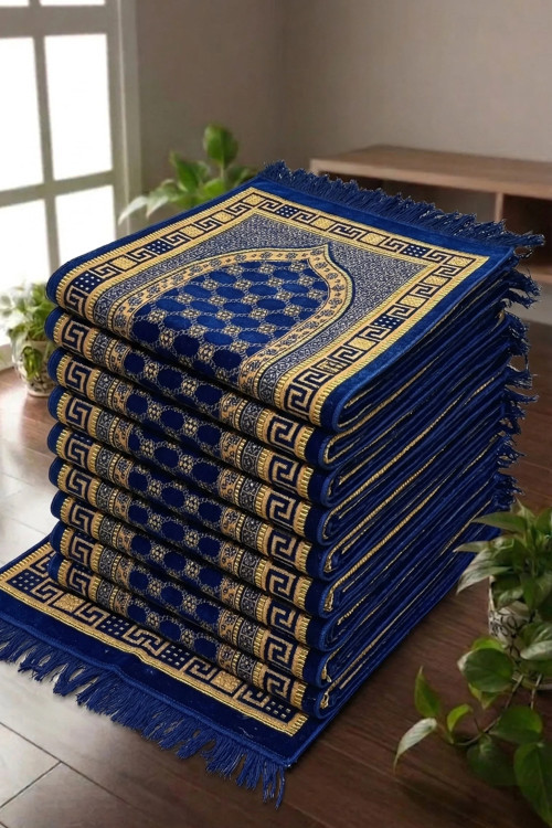 10 Adet Kadife Seccade Lacivert (70cmx110cm 400gr) Hac Ve Umre Hediyesi