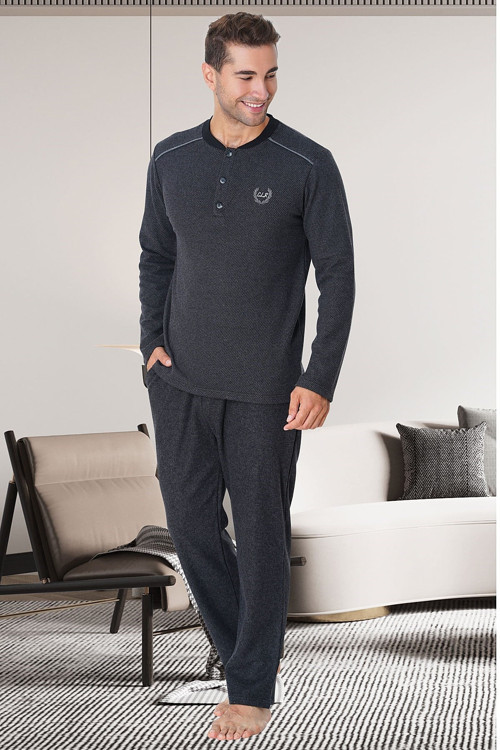 Mecit 2785 Füme Büyük Beden Kalın Erkek Pijama Takımı