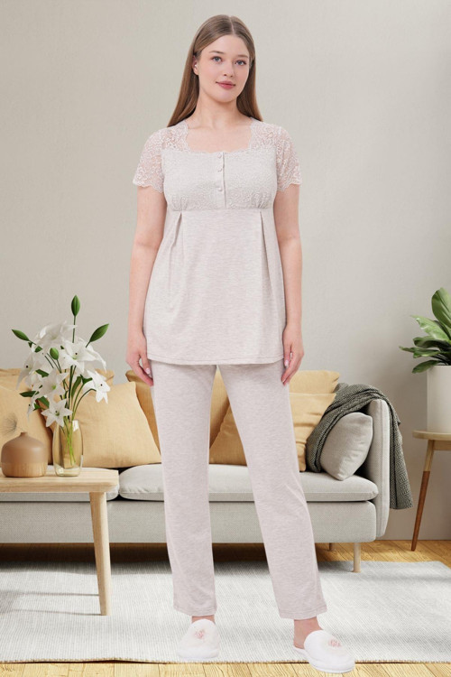 Mecit 6056 Vizon Hamile Lohusa Pijama Takımı