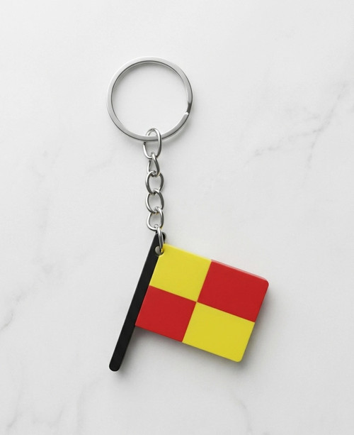 Hakem Anahtarlık, Bayrak Anahtarlık, Kareli, 4x3cm