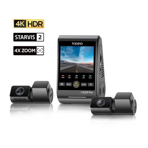 A229 Pro Tele 3 Kanallı Ön+Telefoto+Arka 4K+2K+1080P HDR Sony STARVIS 2 Sensör GPS'li Araç Kamerası