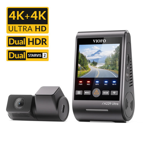 A229 Ultra 2 Kameralı Ön ve Arka 4K+4K Sony Starvis 2 Sensörlü Dual HDR Wi-Fi 6 GPS'li Araç Kamerası