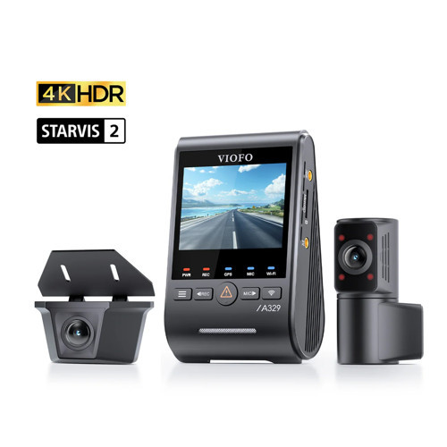 A329SW 3 Kameralı Ön+İç+Arka Dış Su Geçirmez 4K+2K+2K Sony STARVIS 2 Sensör GPS'li Araç Kamerası