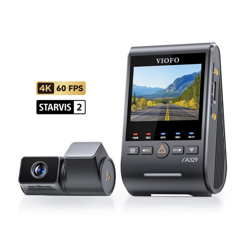 A329T 2 Kameralı Ön+Telefoto 4K 60FPS+2K Wi-Fi 6 HDR Sony STARVIS 2 Sensör GPS'li SSD Destekli Araç Kamerası