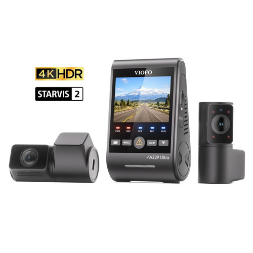 A229 Ultra 3 Kameralı Ön+İç+Arka 4K+4K+1080P Sony Starvis 2 Sensörlü HDR Wi-Fi 6 GPS'li Araç Kamerası