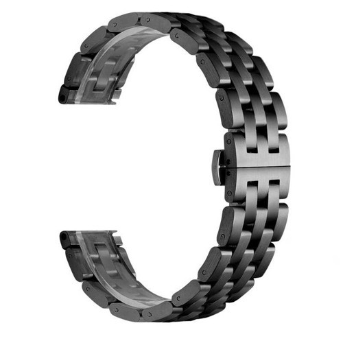 Gear S3 (22mm) Uyumlu KRD-20 Metal MKST Kordon-Siyah