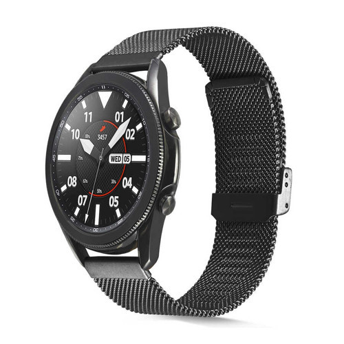 Gear S3 Uyumlu KRD-45 22mm Metal MKST Kordon-Siyah