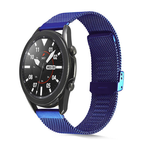 Gear S3 Uyumlu KRD-45 22mm Metal MKST Kordon-Mavi