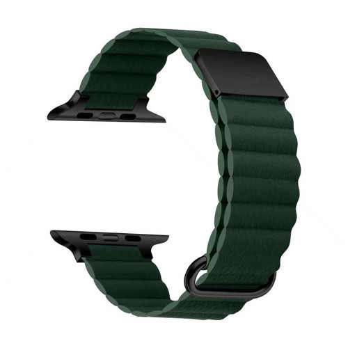 Maks Technology Watch 44mm Uyumlu KRD-78 PU Deri Kordon Strap Kayış MKST- Koyu Yeşil