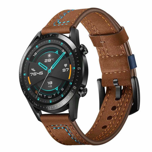 Huawei Watch Gt 3 46Mm Uyumlu Krd-19 Deri Mkst Kordon-Kahverengi