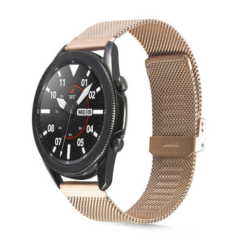 Gear S3 Uyumlu KRD-45 22mm Metal MKST Kordon-Rose Gold