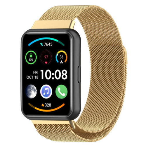 Huawei Watch Fit 2 Uyumlu Krd-01 Metal Mkst Kordon-Gold
