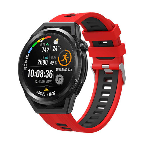 Galaxy Watch Active 2 40mm KRD-55 Uyumlu MKST Kordon-Kırmızı-Siyah