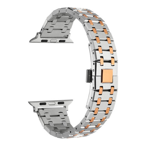 Watch 44mm Uyumlu KRD-83 Metal MKST Kordon-Gümüş-Rosegold