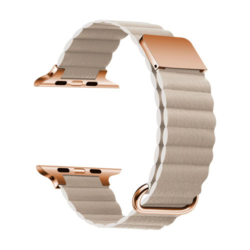 Maks Technology Watch 40mm Uyumlu KRD-78 PU Deri Kordon Strap Kayış MKST- Krem