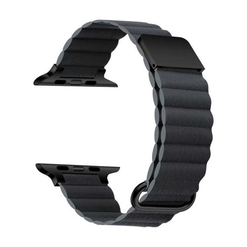 Maks Technology Watch 44mm Uyumlu KRD-78 PU Deri Kordon Strap Kayış MKST- Koyu Gri