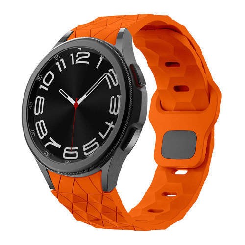 Galaxy Waych 5 44mm MKST KRD-116 20mm Futbol Desenli Spor Tasarımlı Silikon Kordon-Turuncu