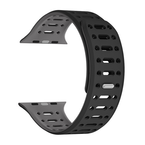 Watch 42mm Uyumlu MKST KRD-124 Silikon Kordon Strap Kayış-Siyah-Gri