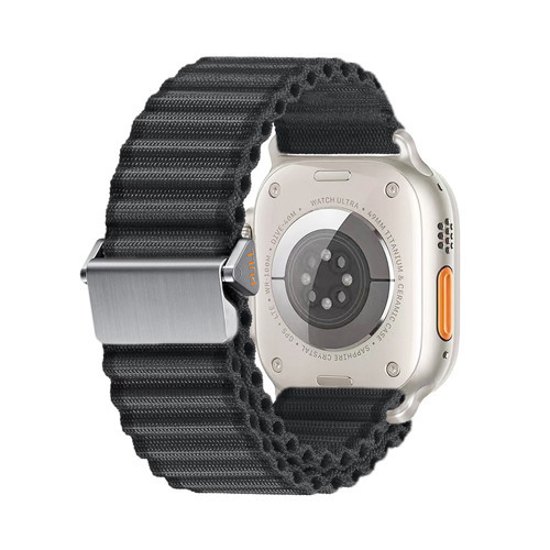 Watch 10 46mm Uyumlu MKST KRD-123 Naylon Kumaş Hasır Örgülü Kordon-Siyah