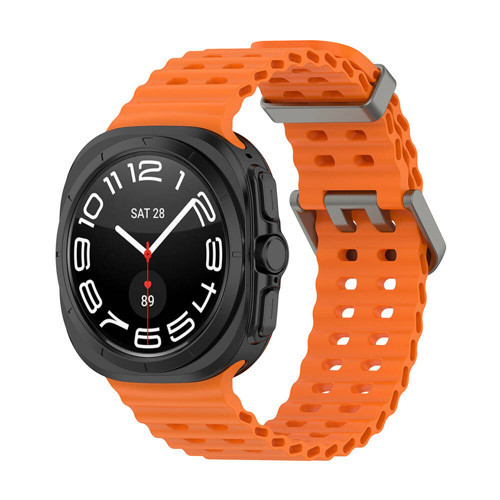 Galaxy Watch Ultra 47mm MKST KRD-118 Tırtıklı Tasarım Silikon Kordon-Turuncu