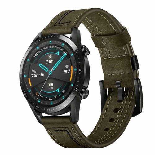 Huawei Watch Gt 3 46Mm Uyumlu Krd-19 Deri Mkst Kordon-Yeşil