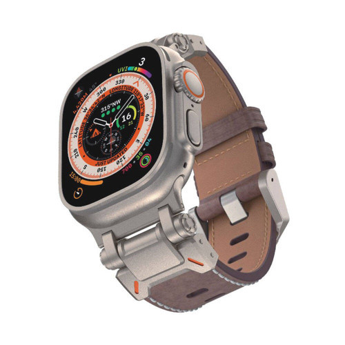 Watch 7 45mm MKST KRD-114 Metal Başlıklı Suni Deri Kordon-Koyu Kahve