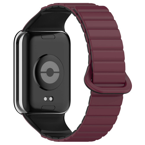 Mi Band 8 Pro Silikon Kordon MKST KRD-105 Strap Kayış-Koyu Kırmızı-Siyah
