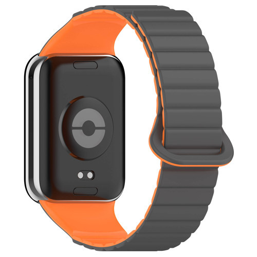 Mi Band 8 Pro Silikon Kordon MKST KRD-105 Strap Kayış-Gri-Turuncu