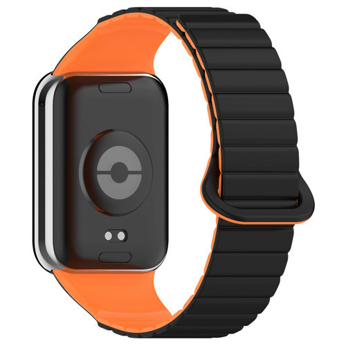 Mi Band 8 Pro Silikon Kordon MKST KRD-105 Strap Kayış-Siyah-Turuncu