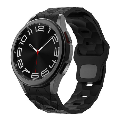 Galaxy Watch 6 44mm MKST KRD-116 20mm Futbol Desenli Spor Tasarımlı Silikon Kordon-Siyah