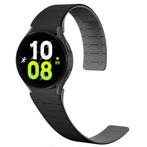 Galaxy Watch 5 44mm MKST KRD-111 20mm Çizgili Desenli Silikon Kordon-Siyah