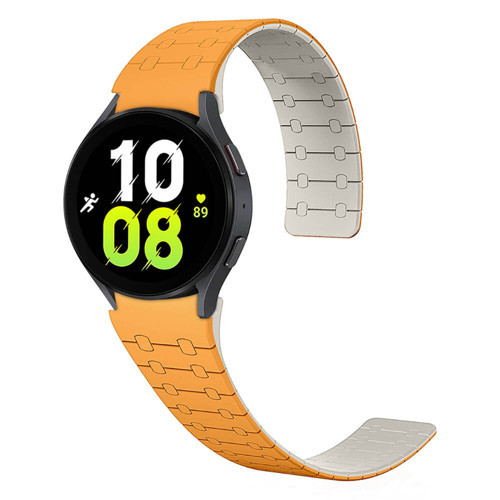 Galaxy Watch 5 44mm MKST KRD-111 20mm Çizgili Desenli Silikon Kordon-Turuncu