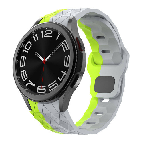 Galaxy Waych 5 44mm MKST KRD-116 20mm Futbol Desenli Spor Tasarımlı Silikon Kordon-Gri-Yeşil