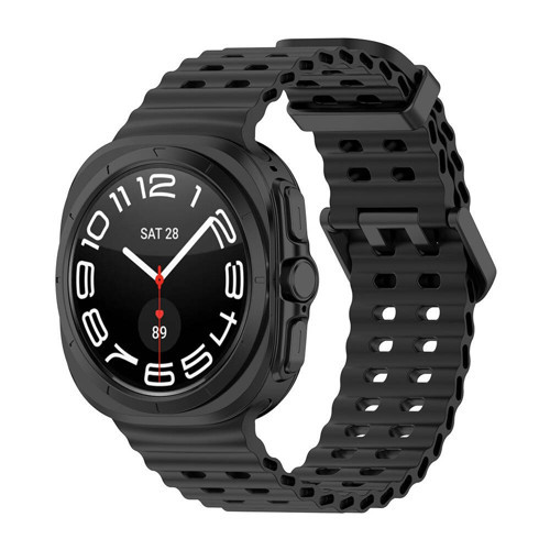 Galaxy Watch Ultra 47mm MKST KRD-118 Tırtıklı Tasarım Silikon Kordon-Siyah