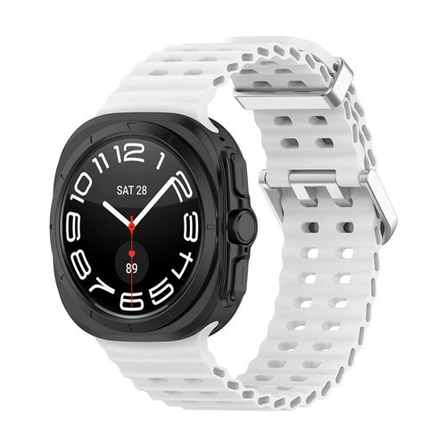 Galaxy Watch Ultra 47mm MKST KRD-118 Tırtıklı Tasarım Silikon Kordon-Beyaz