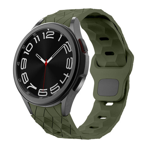 Galaxy Watch 6 44mm MKST KRD-116 20mm Futbol Desenli Spor Tasarımlı Silikon Kordon-Koyu Yeşil
