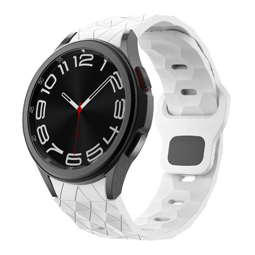 Galaxy Waych 5 44mm MKST KRD-116 20mm Futbol Desenli Spor Tasarımlı Silikon Kordon-Beyaz
