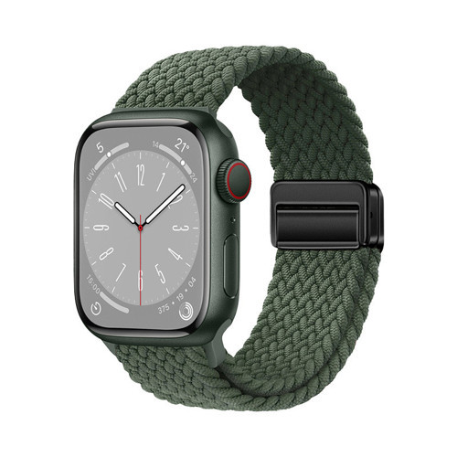 Watch 40mm MKST KRD-134 Örgü Tasarımlı Hasır Kordon Strap Kayış - Koyu Yeşil