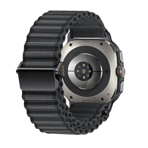 Maks Technology Galaxy Watch Ultra 47mm MKST KRD-120 Naylon Kumaş Hasır Örgülü Kordon-Siyah