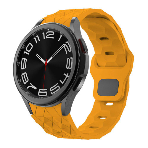 Galaxy Waych 5 44mm MKST KRD-116 20mm Futbol Desenli Spor Tasarımlı Silikon Kordon-Sarı