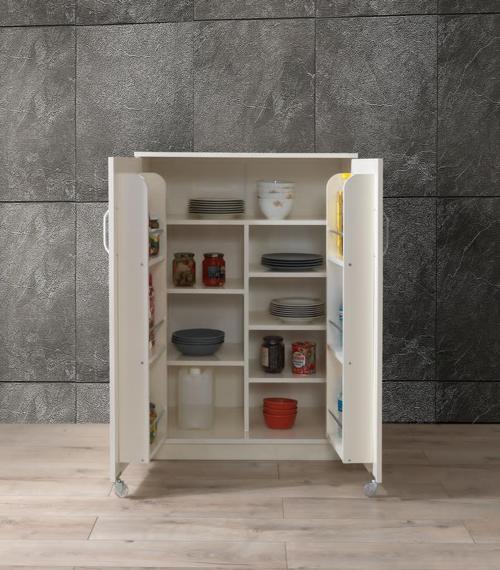 Çok Amaçlı 2 Kapaklı Kısa Mutfak Erzak Kiler Dolabı 88x52x120 cm