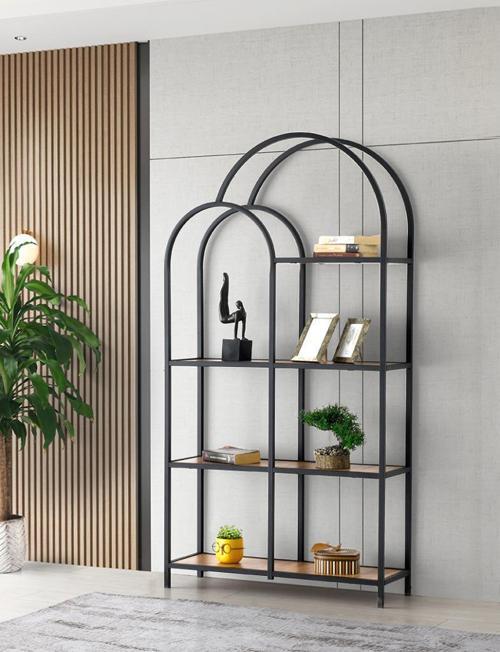 Mega Çift Kubbeli Dekoratif Ferforje Kitaplık 93x30x178