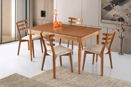 Elegant Miray Ağaç Açılır Yemek Masa Sandalye Takımı